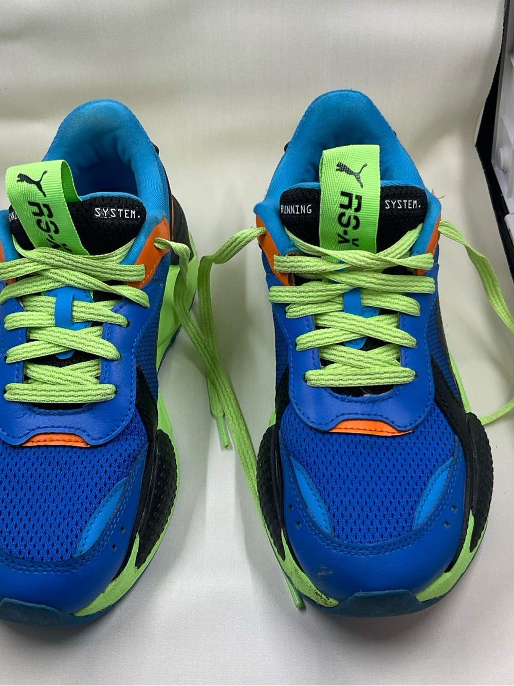 Puma Kids Blue, Neon Green & Orange Running Sneakers